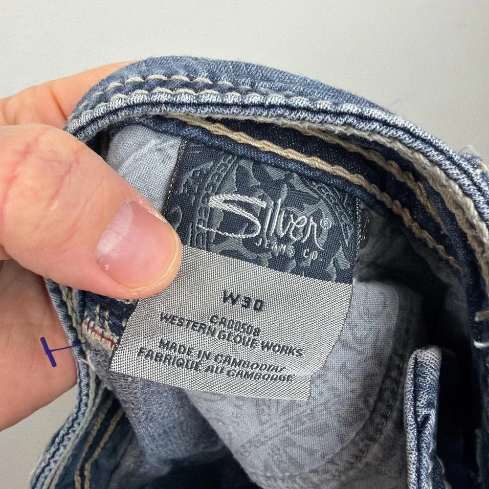 Silver Jeans Co Suki Surplus Capri Jeans Womens‎ 30 Medium Wash Blue Embroidered - Picture 4 of 8